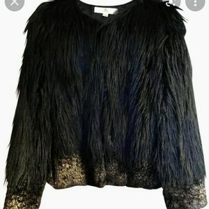 New Blk/Gld Fauk Fur Jacket Tags Attached